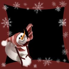 Red striped scarf snowman background