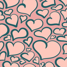 Plump peachy coral hearts  floating 