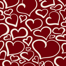 Plump White Outlined hearts on Deep Red Digital Repeat Design