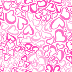 Hot Pink and light pink hollow hearts on a white background