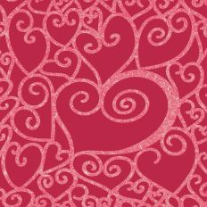 Coral and Red Lacy and Scrolly Heart Digital Repeat Design
