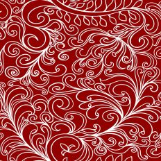 White scrolly design on red 
