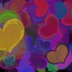 Rich and bold coloful heart repeat design