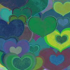 Deep Rich Bold Colored Chalky Layered Hearts