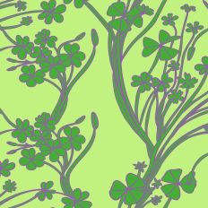 Green Shamrock Clover Trailing Half Drop Repeat Full Scale