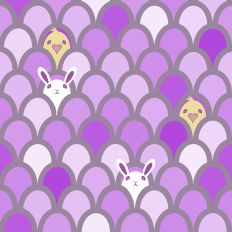 Shades of Fuchsia Scalloped Design with bunnies and chicks for Easter 