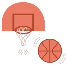 Basketball Backboard and Hoop with Basketball and swish marks SVG ready for March Madness