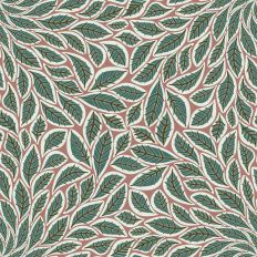 Swirling Fall Leaves in teal on mauve