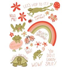 Happy And Cheerful Flowers Frogs And Bugs Encouragement Print And Cut Sticker Design
