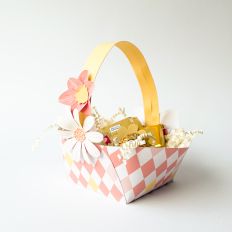 Cute Printable Easter Basket for Girls in White and Red with Flowers