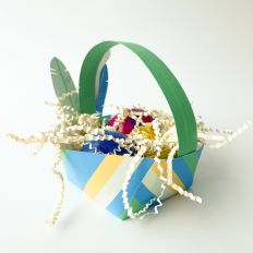 Cute Printable Easter Basket for Boys - Green Stripes and Feathers