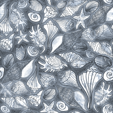 Shells Galore with Ripples on a Smoky Blue