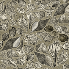 Textured Seashells Galore with ripples on Beige Printable Background 