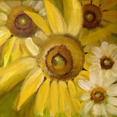 Sunflowers and Daisies Acrylic Painting Digital Background Design