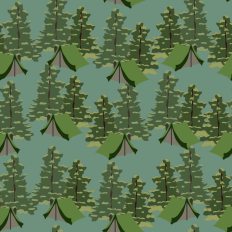 Pine Trees and Tent Repeatable Pattern