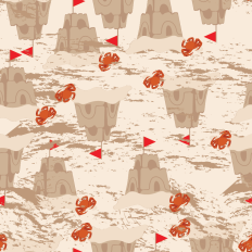 Sandcastles with Crab Repeatable Pattern