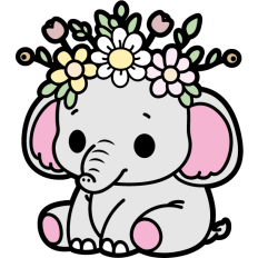 cute elephant with flower crown