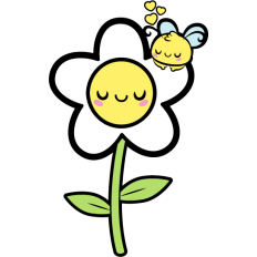 kawaii flower and bee