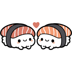 kawaii sushi nigiri couple in love