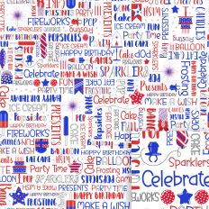 Patriotic Birthday Words Printable Pattern