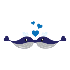 Kissing Love Whales - Valentine Layered Cut File