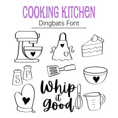 Whimsical Cooking Kitchen Dingbat Font – Heart-Accented Icons for Silhouette Studio Crafts