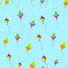 Multicoloured Kites pattern paper - blue background