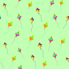 Multicoloured Kites pattern paper - green background
