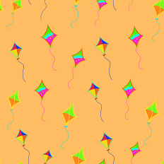 Multicoloured Kites pattern paper - orange background