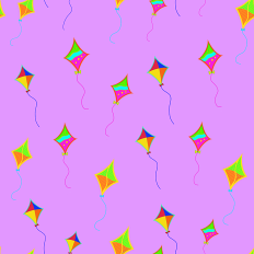 Multicoloured Kites pattern paper - purple background