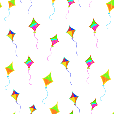 Multicoloured Kites pattern paper - white background