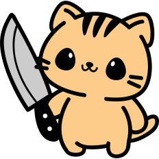 ktten with a knife