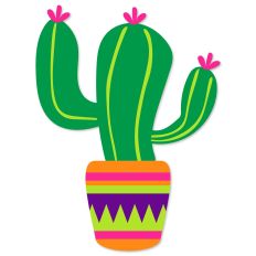 Large Flowering Cactus in a Festive Flower Pot