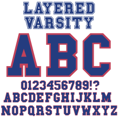 Layered Varsity SVG Alphabet