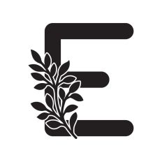 Letter E with leaves