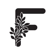 Letter F with leaves