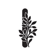 Letter I with leaves