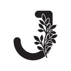 Letter J with leaves