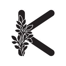 Letter K with leaves