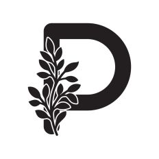 Letter P with leaves