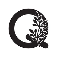 Letter Q with leaves