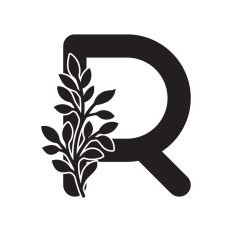 Letter R with leaves