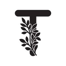 Letter T with leaves