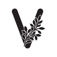 Letter V with leaves