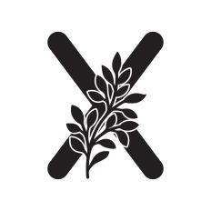 Letter X with leaves