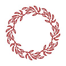 Leafy Branch and Berries Wreath Border Garland Circle Frame