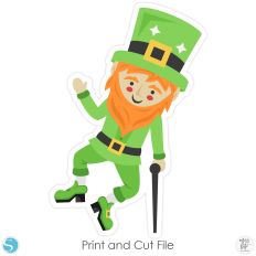 Leprechaun Clicking His Heels With Cane St Patricks Day