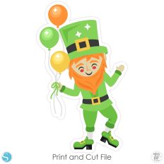 Leprechaun Holding Balloons Dancing St Patricks Day