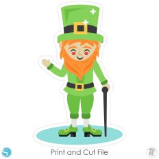 Leprechaun Waiving With Cane Blue Base St Patricks Day