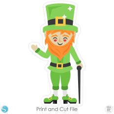 Leprechaun Waiving With Cane St Patricks Day